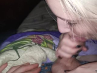 My Stepsister Woke Me Up at Night to Give Me a SloppyBlowjob. - Homemade POV