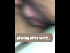 big clit strong piss after working.