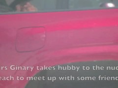 Video Exhibitionist Wife 481 Pt1 - Mrs Ginary and Mrs Brooks Nude Beach Day! Make hubby watch from dunes!