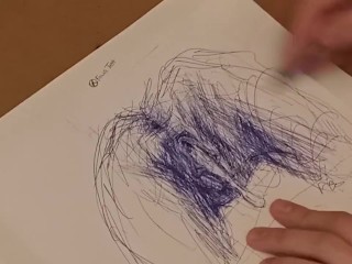 クリームパイド後背位-芸術スケッチ#1(フリースタイルライン描画、紙のボールポイントpen)