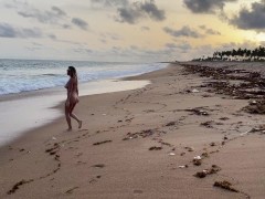 Walking outdoor completely naked