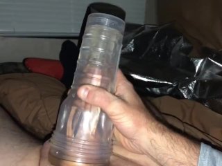 Clear Fleshlight Gets Fucked Under The Covers Than Gets Taken_Out Into The Open And_Creampied