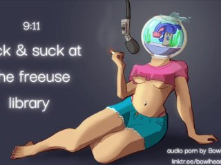 female orgasm, audio porn, library, librarian