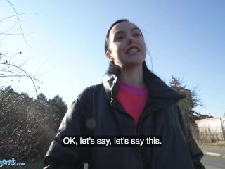 Public Agent - Young Spanish brunette with pert tits seduced in public into outdoor blowjob and sex screenshot number 2