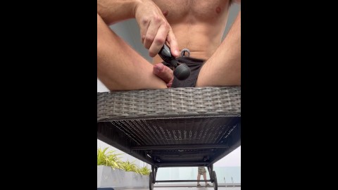 Risky Rooftop Poolside Vibrator Fun - Dripping Cum