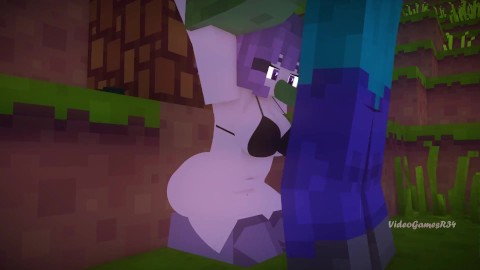 Minecraft Porn Zombie se folla a una chica relajándose debajo de un árbol