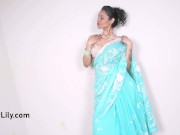 Preview 5 of Big Boobs Indian Wife In Sari Dancing On Bollywood Song Stripping Naked On Camera