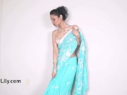 Preview 6 of Big Boobs Indian Wife In Sari Dancing On Bollywood Song Stripping Naked On Camera