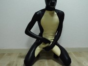 Preview 1 of Rubber Dog Handjob in Full Latex Catsuit