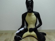 Preview 6 of Rubber Dog Handjob in Full Latex Catsuit