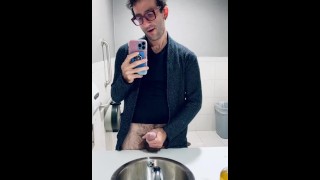 Stroking My Dick During A Work Break As Patrons Attempt To Use The Restroom
