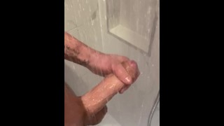 9 inch cock play in shower. Who wants to join me?