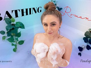 bubble bath, big boobs, penelope kay, natural tits