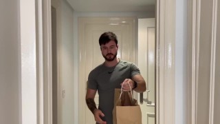 Food Delivery Guy's Slight Humiliation Of His Penis