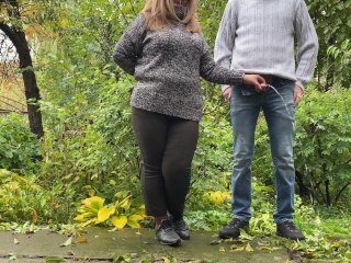 chubby milf, stepmom and stepson, public outdoor, pissing outdoor