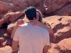 Video Wife fucks friend in front of husband while on public hike in the desert / Sloppy seconds creampie