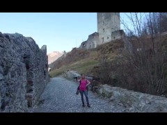 Video Publicly fucked by visitors during a tour of the castle ruins