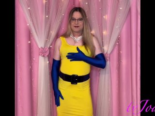Joanie - Yellow Pencil Dress Striptease