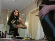 Preview 1 of Dominatrix Nika gets ready for a session and seduces you with her body in a latex dress