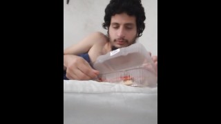 Feeding myself one more pizza to feed myself  tape ( feed fetish big belly fetish