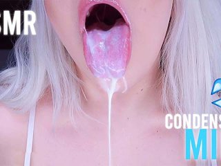 big boobs, solo female, condensed milk, wet asmr