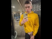 Preview 3 of Cute Twink Boy Cums in Public Gym