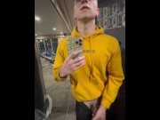Preview 4 of Cute Twink Boy Cums in Public Gym