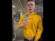 Preview 6 of Cute Twink Boy Cums in Public Gym