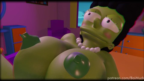 Witch MILF puts a spell on her fat husband and fucks him on Halloween - Simpsons