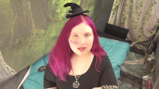 BBW Heks Halloween Tranny vragen om haar grote lul te aanbidden