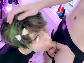 Cute Slutty Throat Goat Femboy Gives Sloppy Toppy to Blue Haired Twink