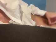 Preview 2 of Handsome handjob masturbation before good night Hand job ejaculation by a guy in his y-shirt