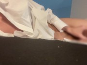 Preview 6 of Handsome handjob masturbation before good night Hand job ejaculation by a guy in his y-shirt