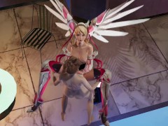 Futa on futa Overwatch mercy x Tracer on water