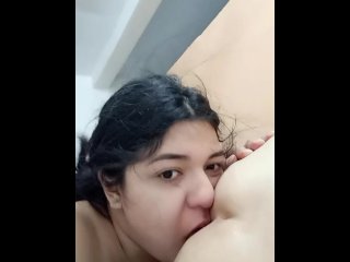 vertical video, real lesbian amateur, romantic, lesbian ass licking