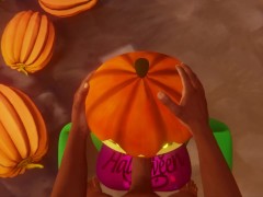 Halloween 2022 Porn Scary Sex Pumpkin girl blowjob for a black guy Deepthroat Night October 31st