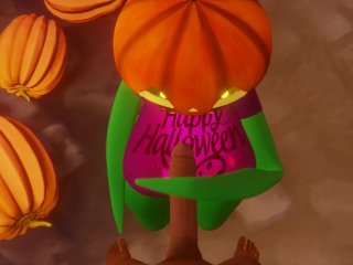 Halloween 2022 Porn Scary Sex Pumpkin girl blowjob for a black guy Deepthroat Night October 31st