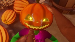 Halloween 2022 Porno Sexo espeluznante chica calabaza Mamada para un chico garganta profunda