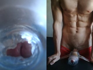 big dick small pussy, cumshot, solo male, abs