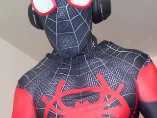 Halloween Spiderman custome cumshot