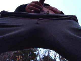 solo male, piss, pissing, outside