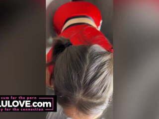 Cheerleader cosplay halloweenie POV blowjob & missionary sex to cumshot on her outfit - Lelu Love