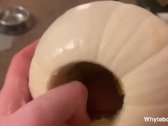 PUMPKUSSY-Horny Guy Fucks a Ghost Pumpkin for Halloween! 