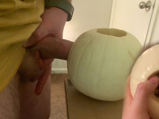 PUMPKUSSY-Horny Guy Fucks a Ghost Pumpkin for Halloween!