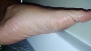 We Take A Bath Together And My Foot Becomes Entangled In Your Pussy