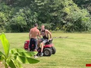 Preview 1 of Cute Lawn Mowing Twink Finn August gets FUCKED RAW on a Lawnmower Outdoors