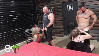 StepMom Takes StepDaughter To Halloween Party And Gets Them Both Fucked