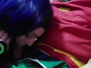 babe, raven, cosplay, blowjob