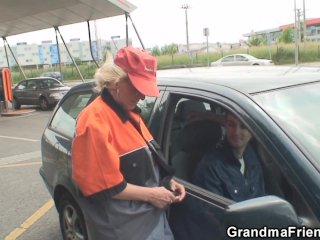 Two Buddy Pick Up Old Mature Woman for DP