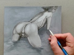 Bathing girl with spotlessly clean ass